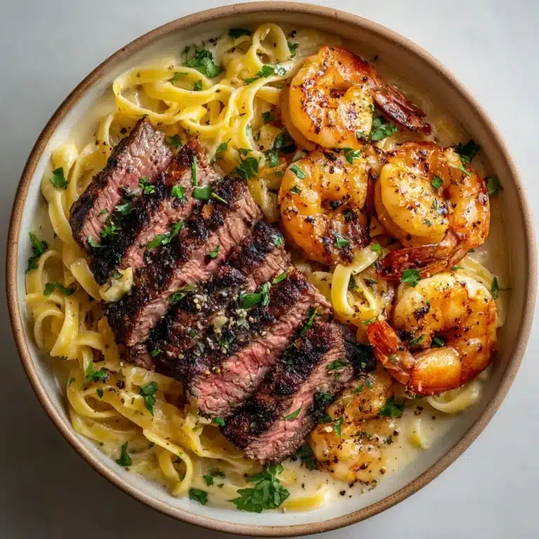 Blackened Steak and Shrimp Alfredo Recipe