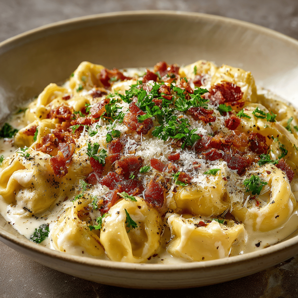 Creamy Tortellini Carbonara Recipe - Recipe Image