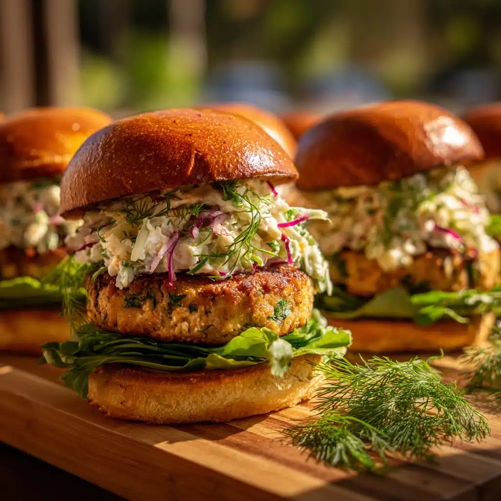 Crispy Salmon Sliders with Lemon Arugula Slaw Recipe - Recipe Image
