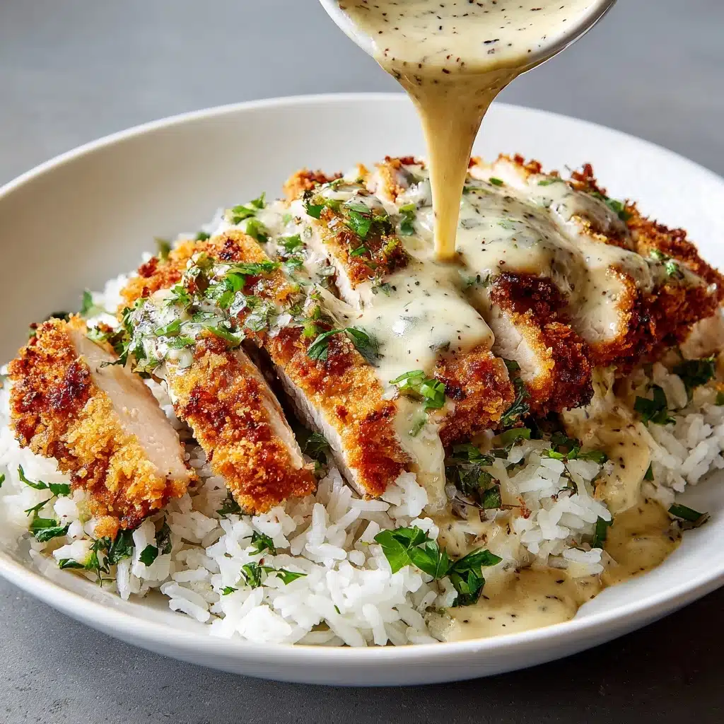 Parmesan-Crusted Chicken with Creamy Garlic Sauce Recipe - Recipe Image