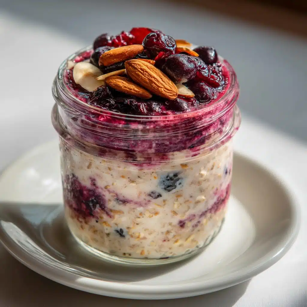 Berry Cherry Almond Overnight Oats Recipe - Recipe Image