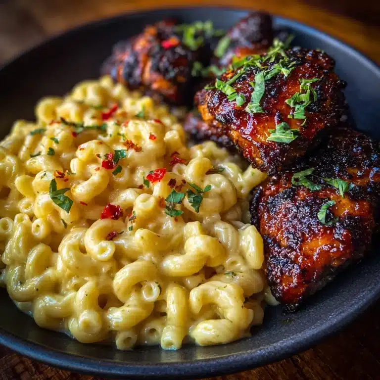 Sweet and Spicy Honey Pepper Chicken with Creamy Macaroni Cheese Recipe