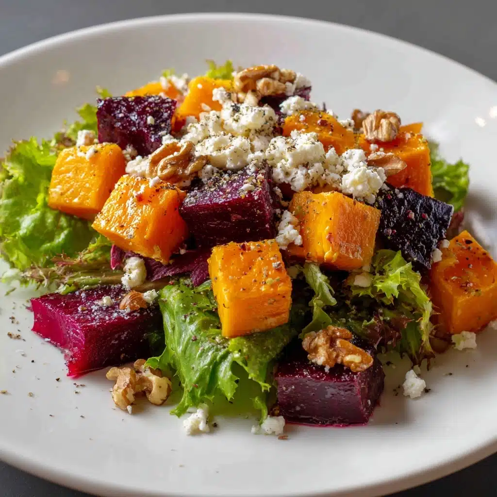 Creamy Roasted Beet Salad with Sweet Potato & Feta Recipe - Recipe Image