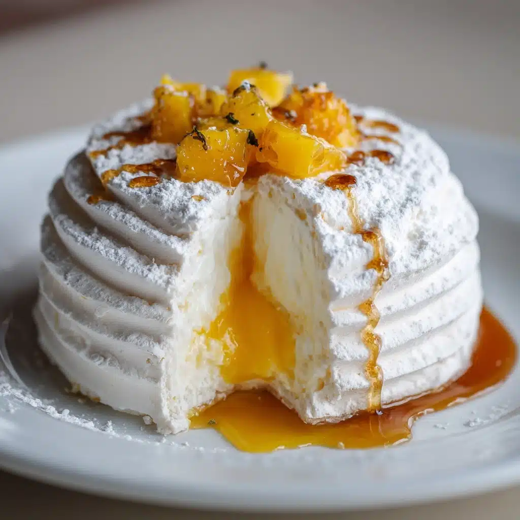 Miso Mango Meringue Clouds with Caramel Swirl Recipe