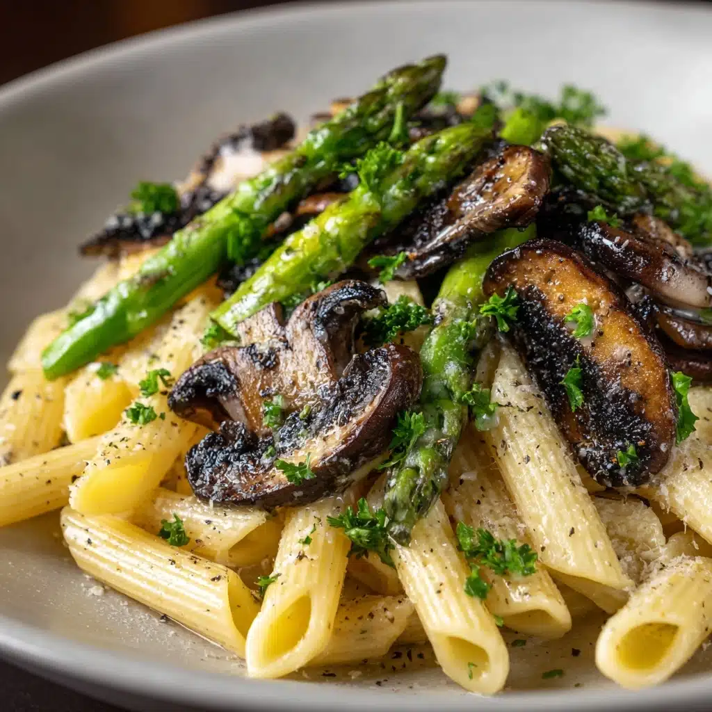 Creamy Mushroom and Asparagus Chicken Penne Recipe - Recipe Image