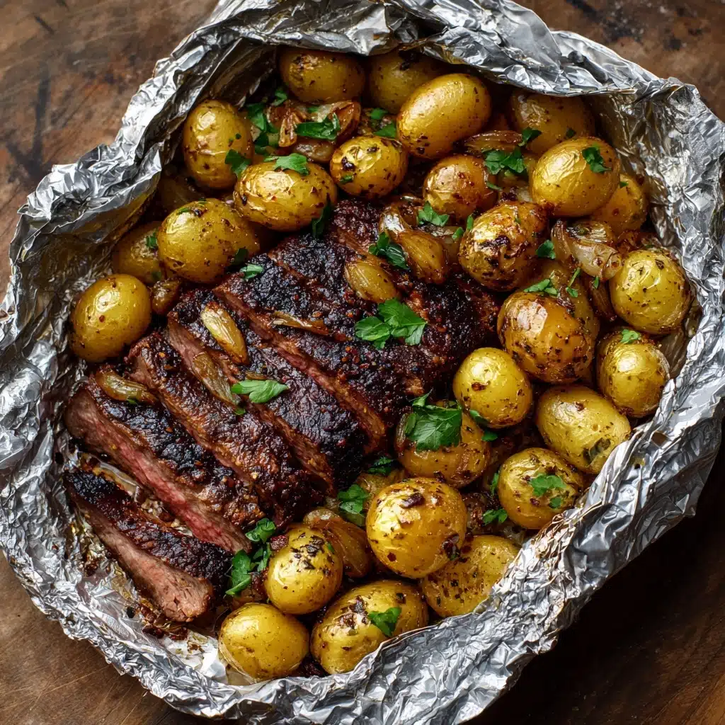 Garlic Butter Steak and Potato Foil Packets Recipe