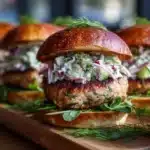 Crispy Salmon Sliders with Lemon Arugula Slaw Recipe