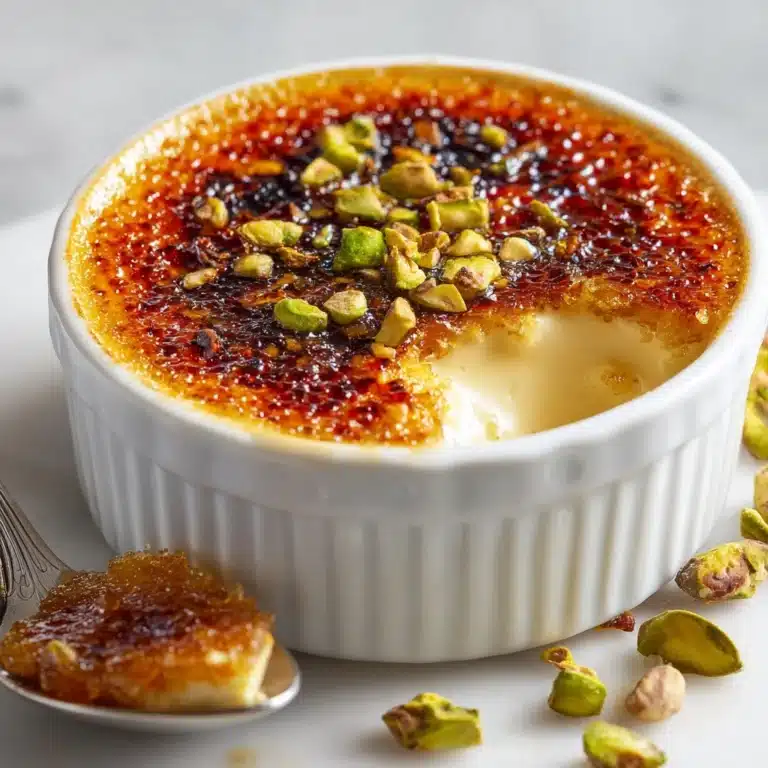 White Chocolate Lavender Brûlée with Pistachio Crunch Recipe