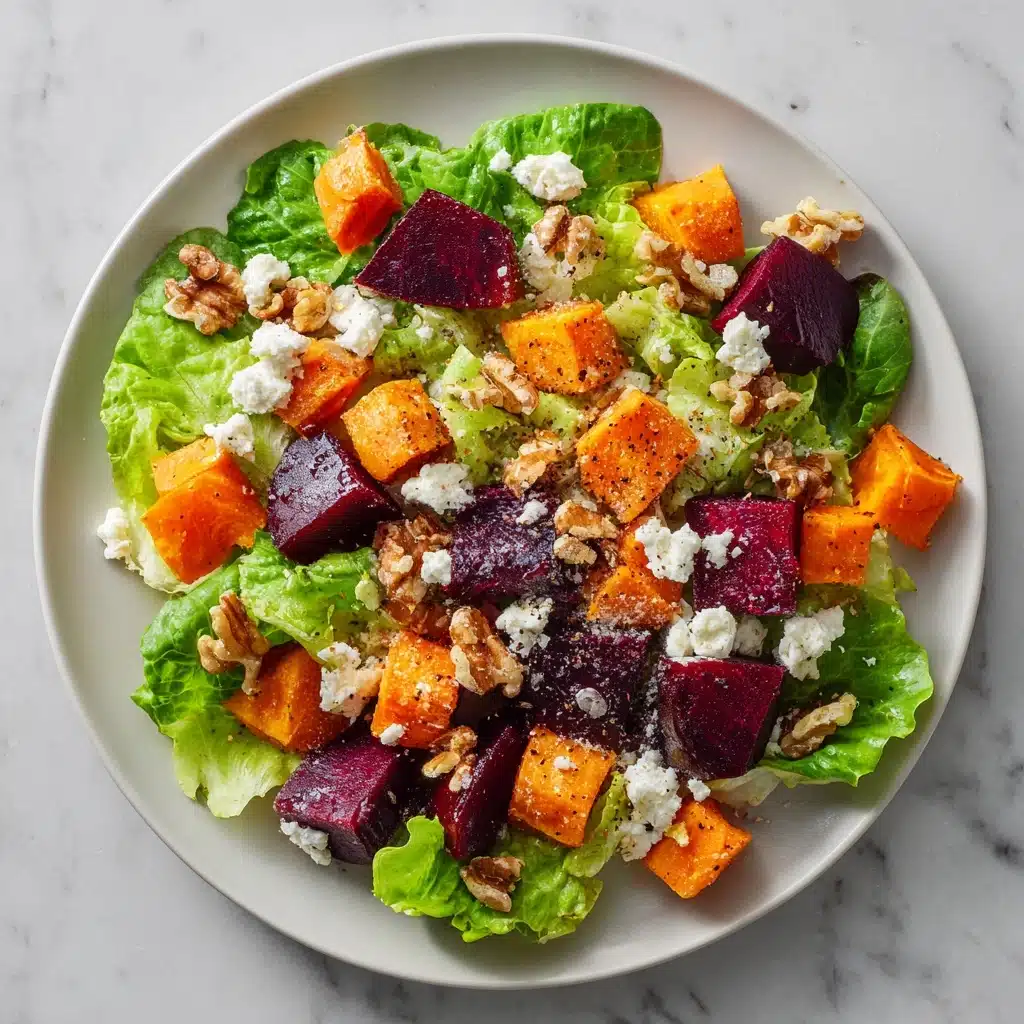 Creamy Roasted Beet Salad with Sweet Potato & Feta Recipe