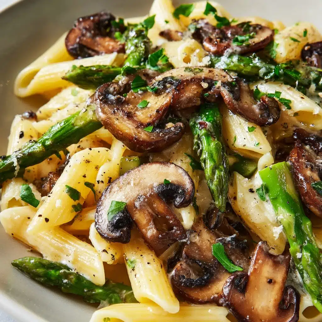 Creamy Mushroom and Asparagus Chicken Penne Recipe