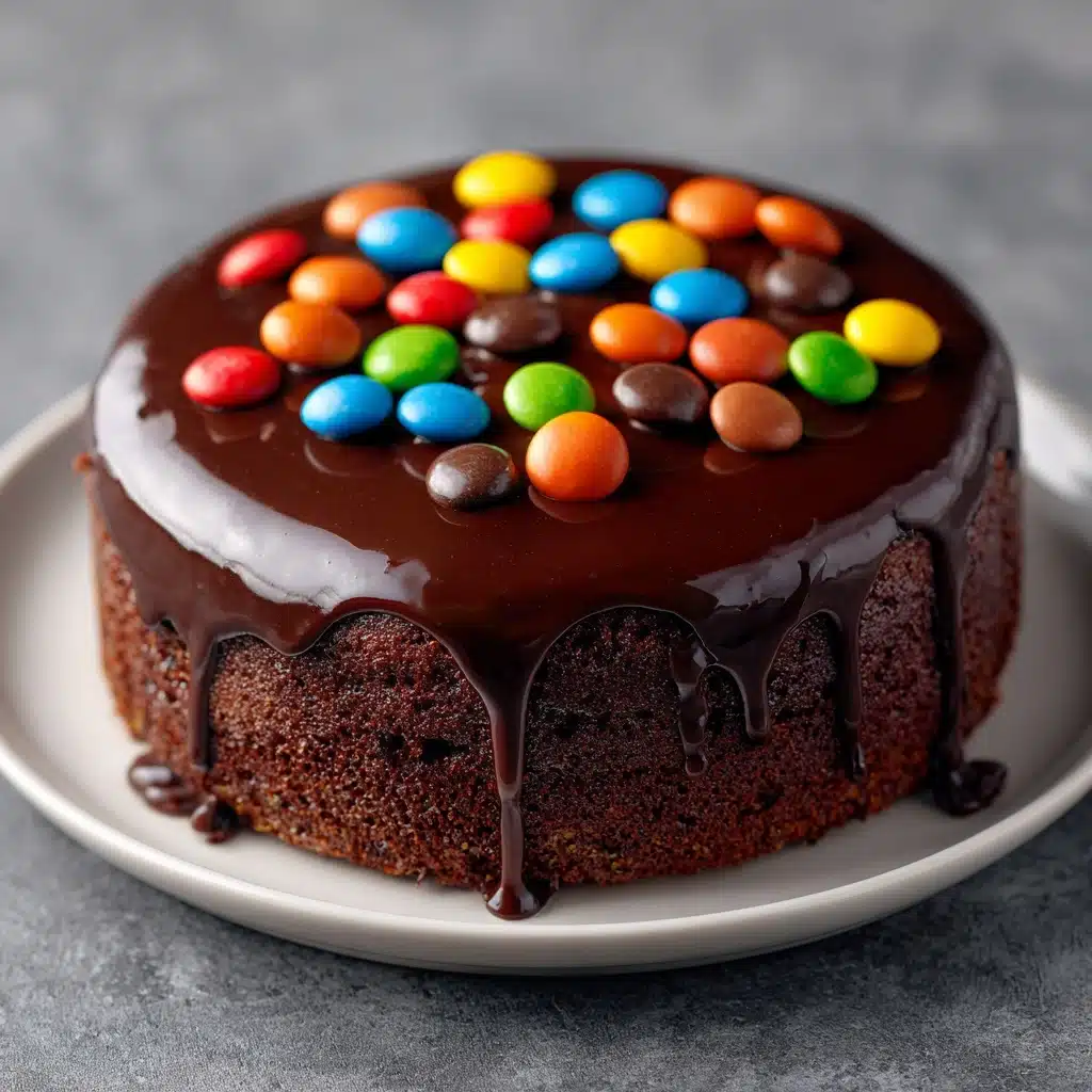 Candy-filled M\&M Drip Cake Recipe - Recipe Image