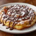Crispy Homemade Funnel Cake with Chocolate Drizzle Recipe