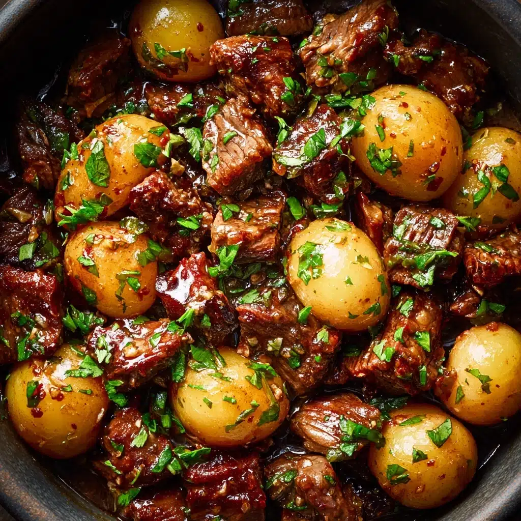 Slow Cooker Garlic Butter Beef Bites & Potatoes Recipe