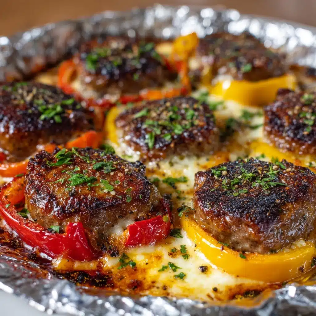 Foil Packet Cheesy Sausage and Peppers Recipe - Recipe Image