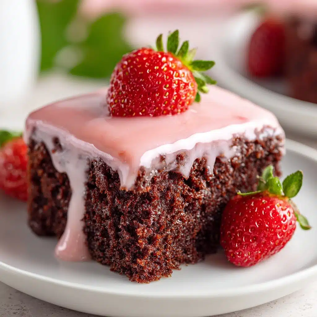 Strawberry Brownies with Pink Glaze Recipe - Recipe Image
