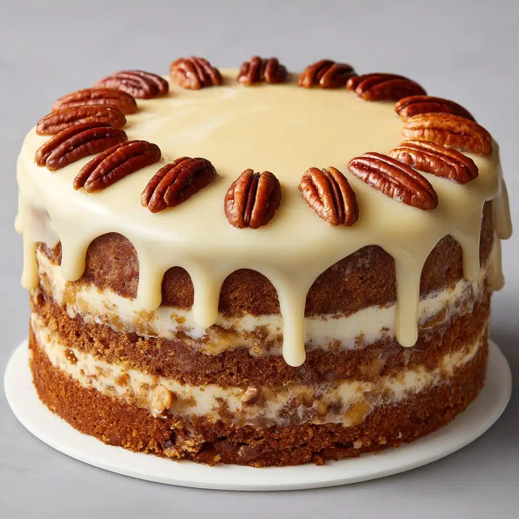 Pecan Praline Cake with Creamy Drip Glaze Recipe - Recipe Image