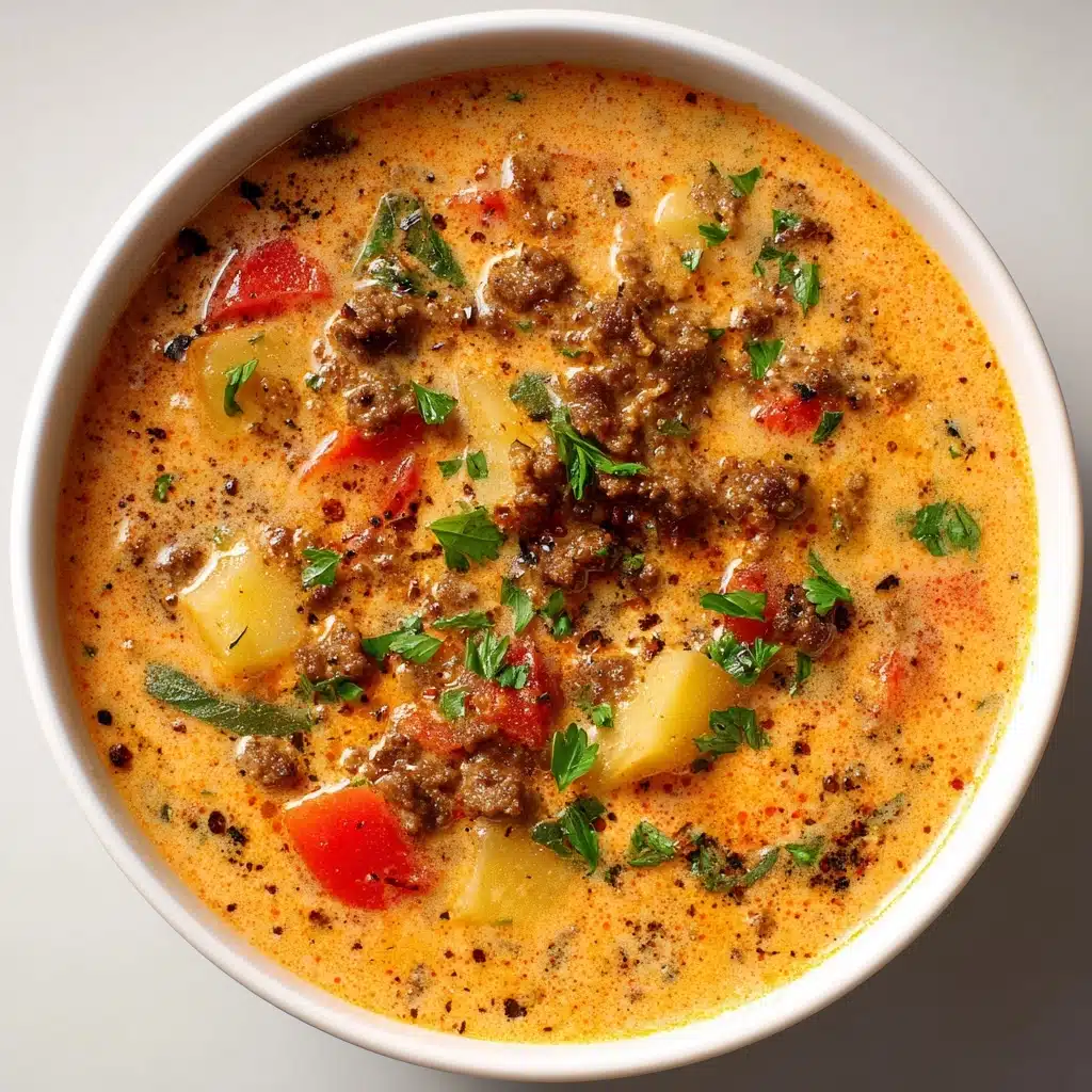Creamy Slow Cooker Cheeseburger Soup Recipe - Recipe Image