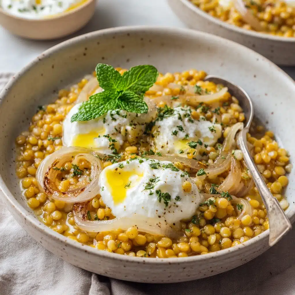 Mujaddarat Bulgur with Cucumber Mint Yogurt Recipe - Recipe Image