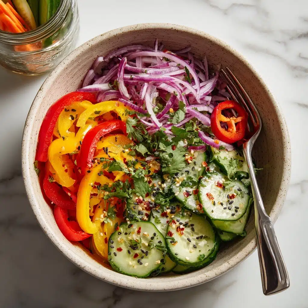 Pickled Cucumber, Onion, and Bell Pepper Salad Recipe - Recipe Image