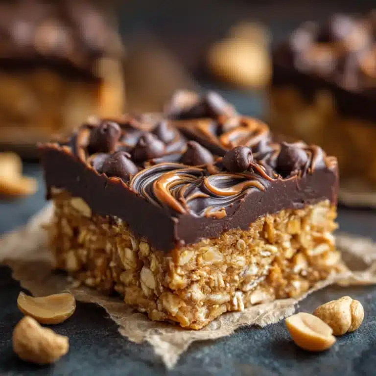 Healthy No-Bake Chocolate Peanut Butter Crunch Bars Recipe