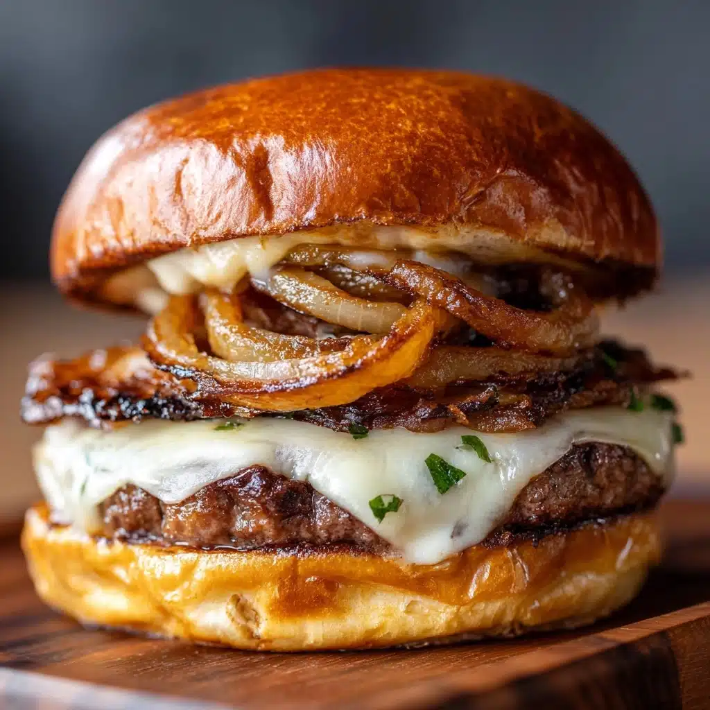 Caramelized Onion and Cheese Burgers Recipe