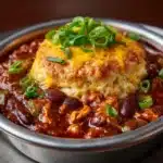 Chipotle Chicken Chili with Cheddar Bay Biscuit Topping Recipe