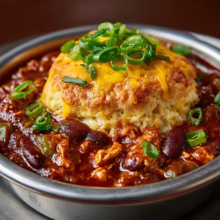 Chipotle Chicken Chili with Cheddar Bay Biscuit Topping Recipe