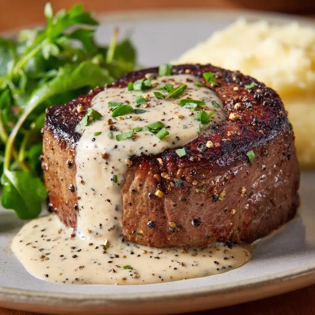 Filet Mignon with Creamy Peppercorn Sauce Recipe - Recipe Image