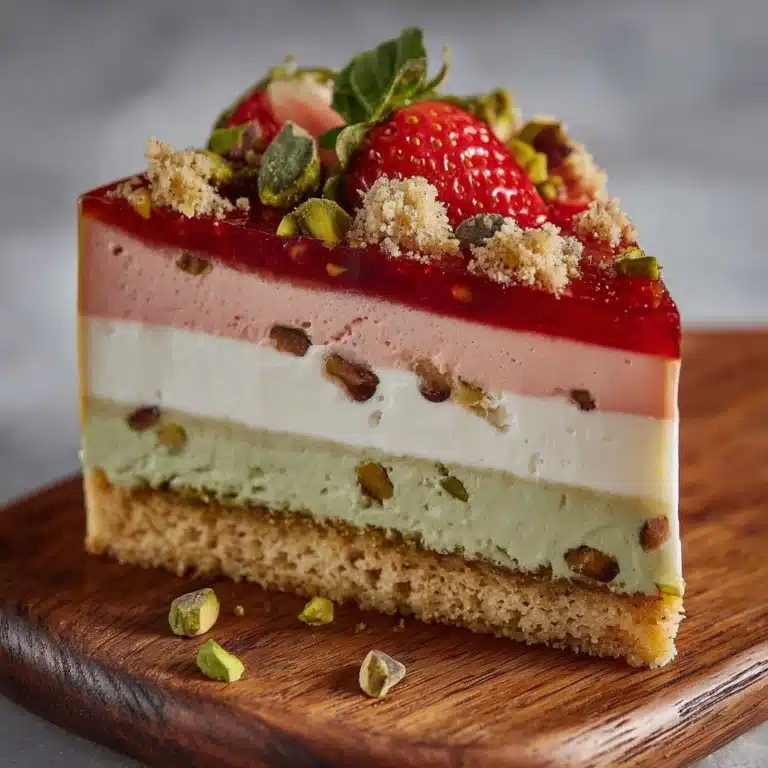 Strawberry Pistachio Mousse Cake Recipe