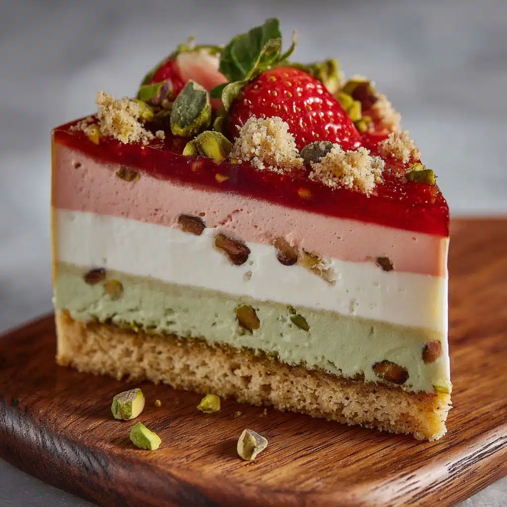 Strawberry Pistachio Mousse Cake Recipe - Recipe Image