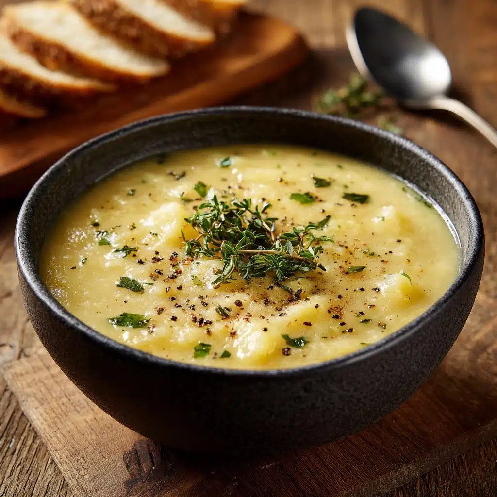 Hearty Cheddar Garlic Herb Potato Soup Recipe - Recipe Image