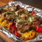 Foil Packet Cheesy Sausage and Peppers Recipe