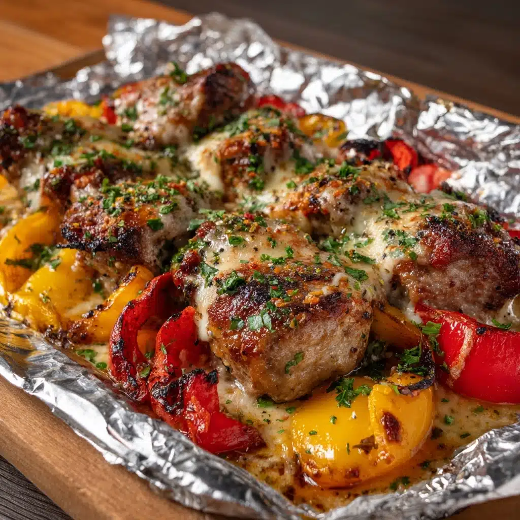 Foil Packet Cheesy Sausage and Peppers Recipe