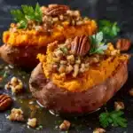 Twice Baked Sweet Potatoes with Pecan Streusel Recipe