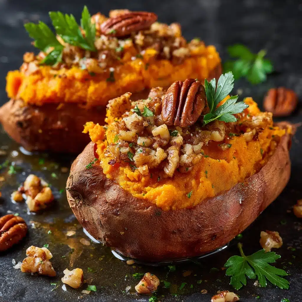 Twice Baked Sweet Potatoes with Pecan Streusel Recipe