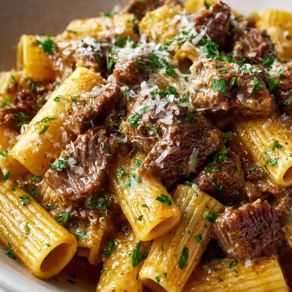 Creamy Parmesan Beef with Rigatoni Pasta Recipe