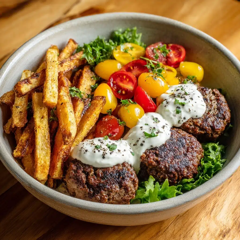 Burger Bowls with Caramelized Onion Aioli Recipe - Recipe Image