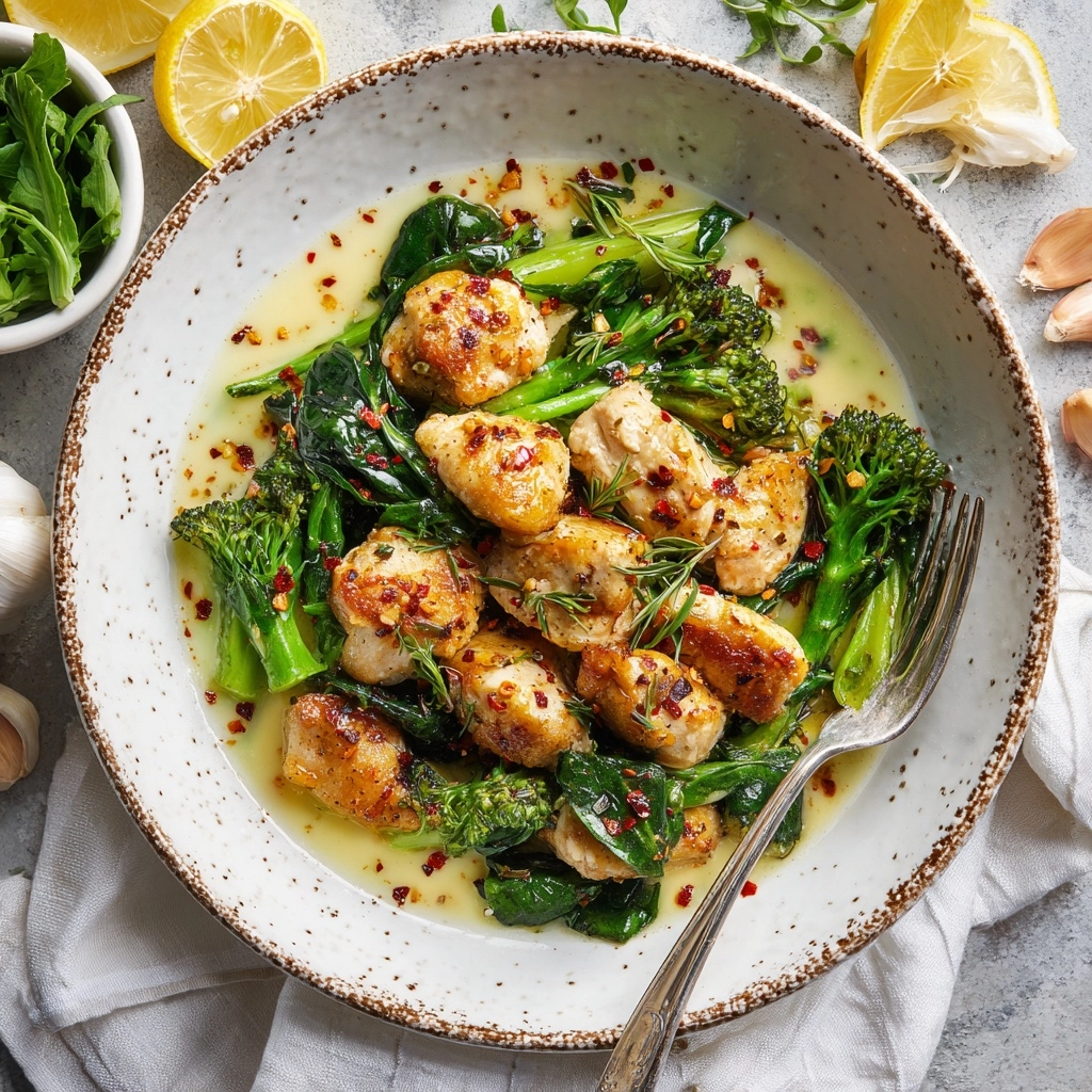 Garlic Chicken with Broccoli and Spinach Recipe - Recipe Image