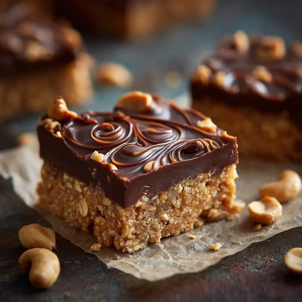 Healthy No-Bake Chocolate Peanut Butter Crunch Bars Recipe - Recipe Image