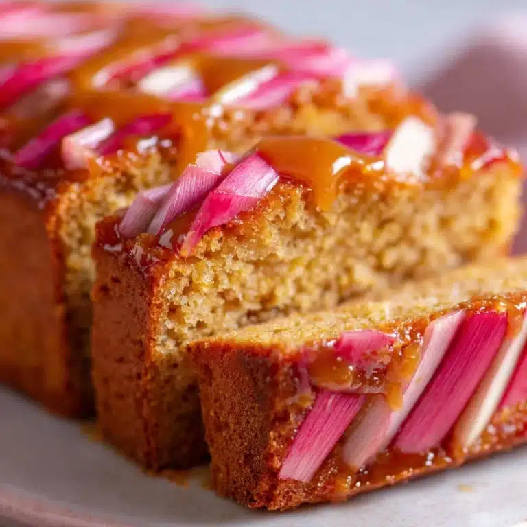 Upside-Down Rhubarb Cake with Caramel Swirls Recipe
