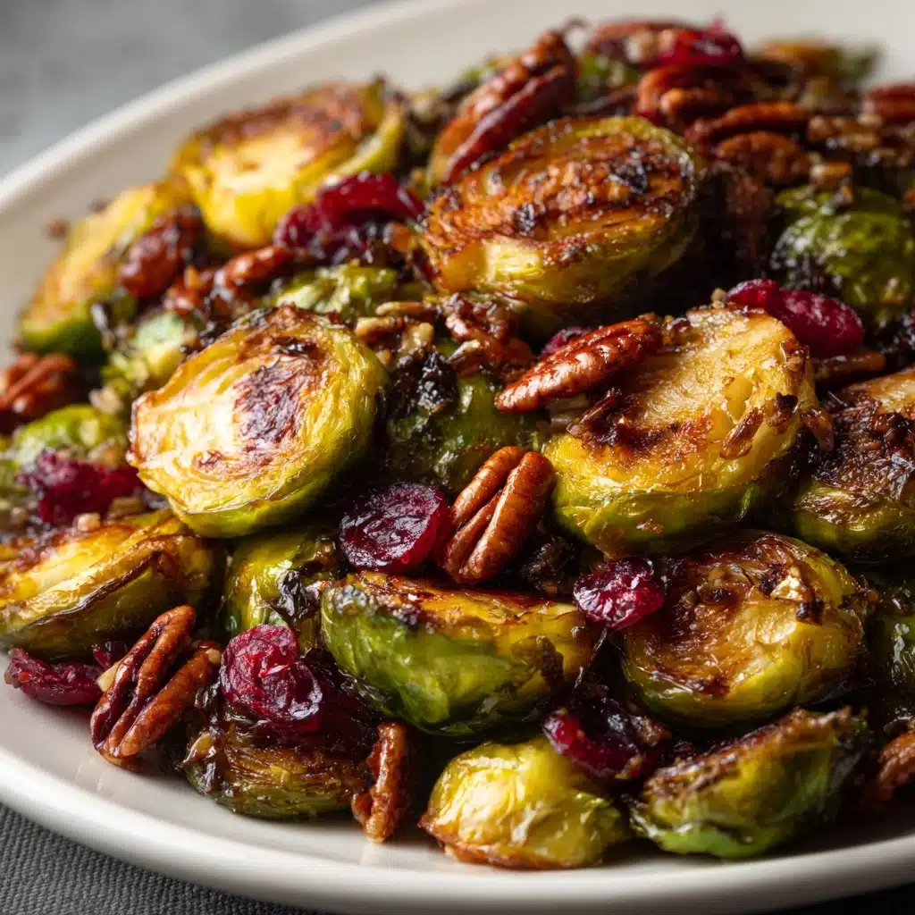 Balsamic Roasted Brussels Sprouts with Cranberries & Pecans Recipe - Recipe Image