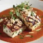 Spanish Grilled Cod with Almond Romesco Sauce Recipe