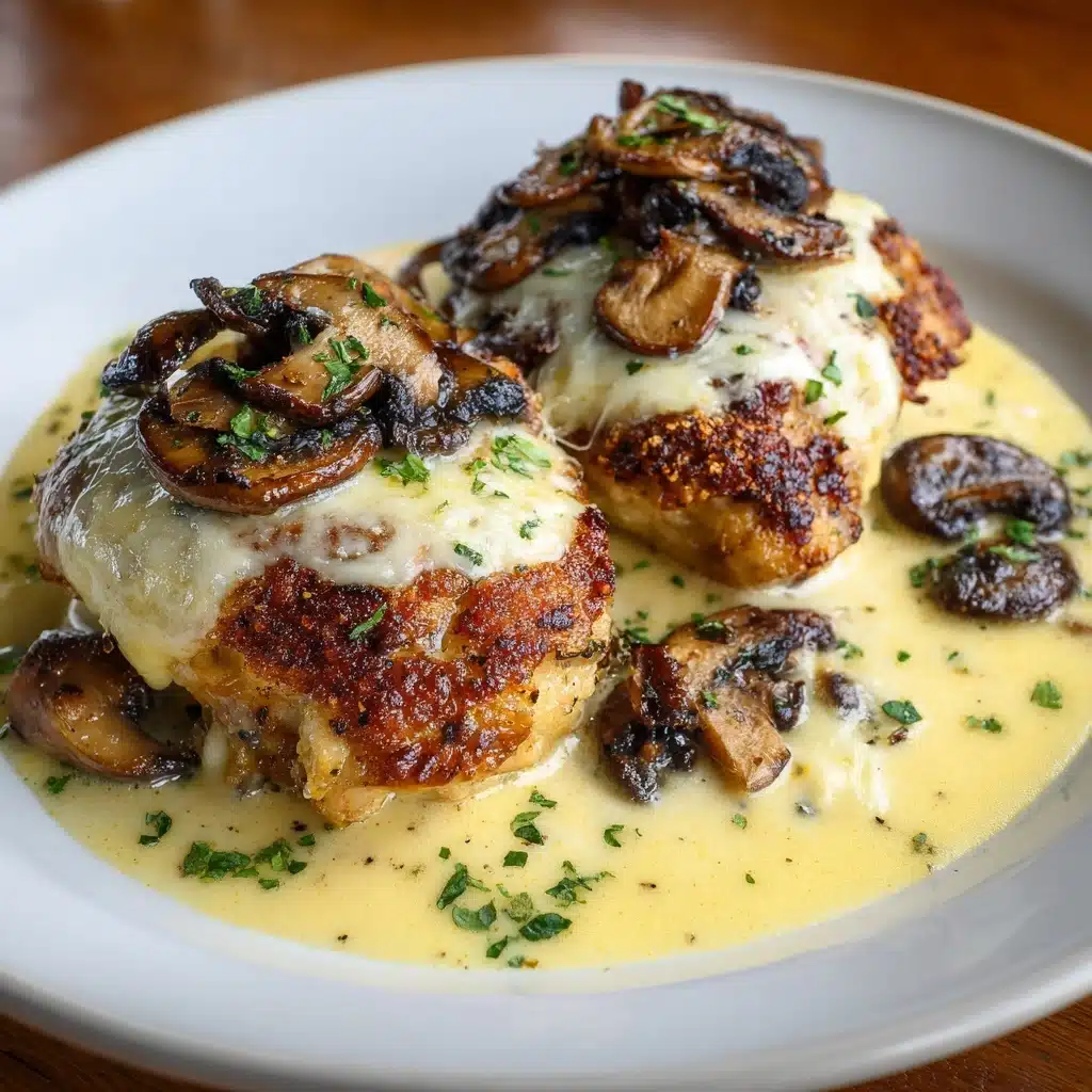Cheesy Garlic Butter Mushroom Stuffed Chicken Recipe - Recipe Image
