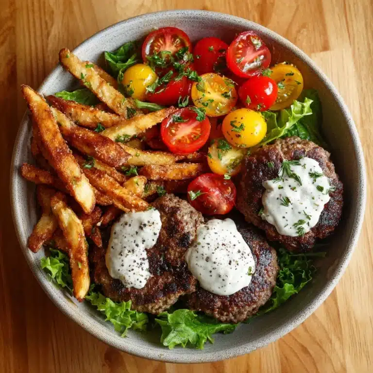 Burger Bowls with Caramelized Onion Aioli Recipe