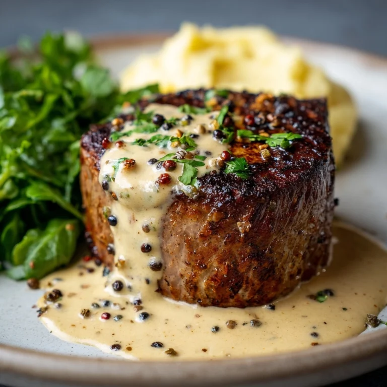 Filet Mignon with Creamy Peppercorn Sauce Recipe
