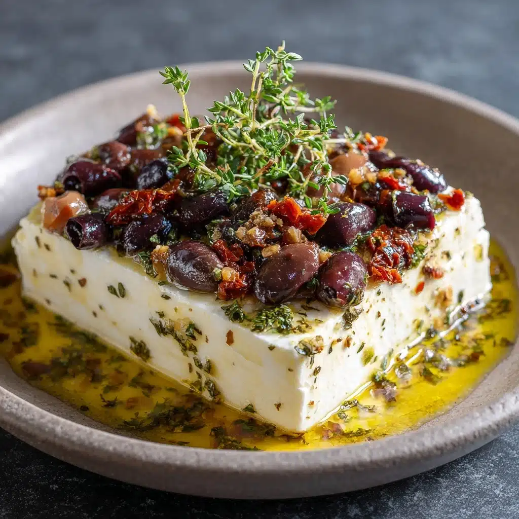 Baked Feta with Olives and Sun-Dried Tomatoes Recipe - Recipe Image