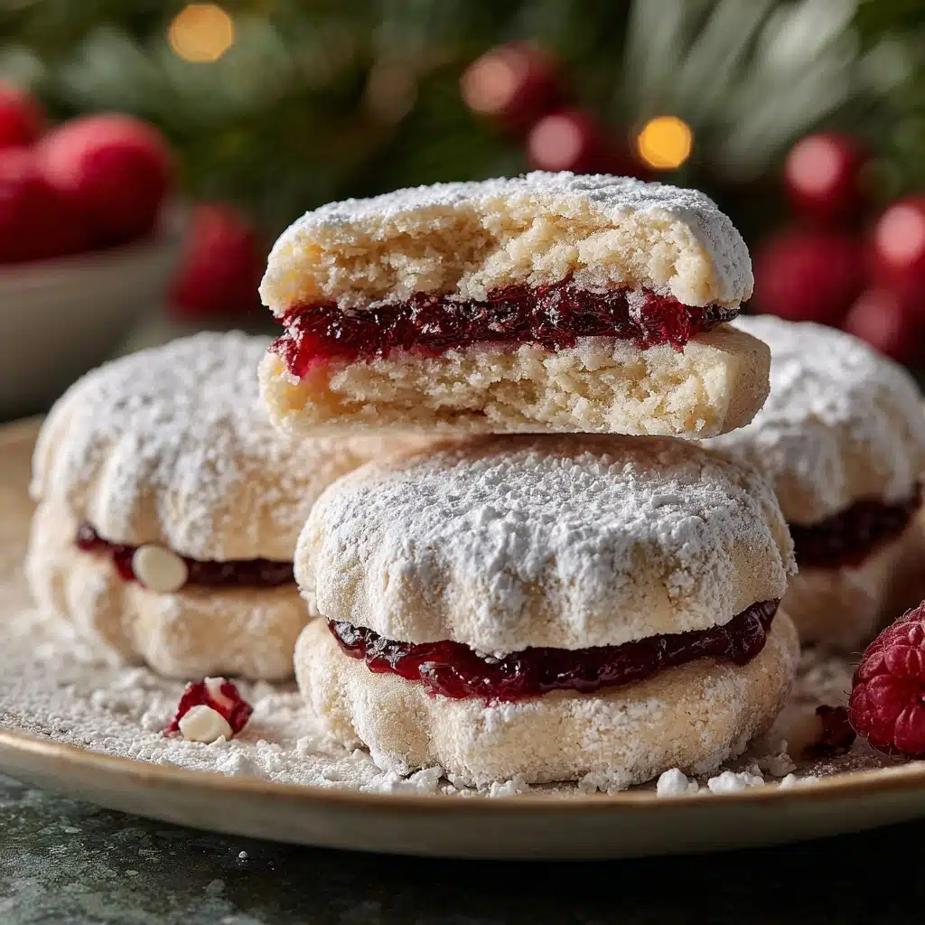 Raspberry-Filled Almond Snow Cookies Recipe - Recipe Image