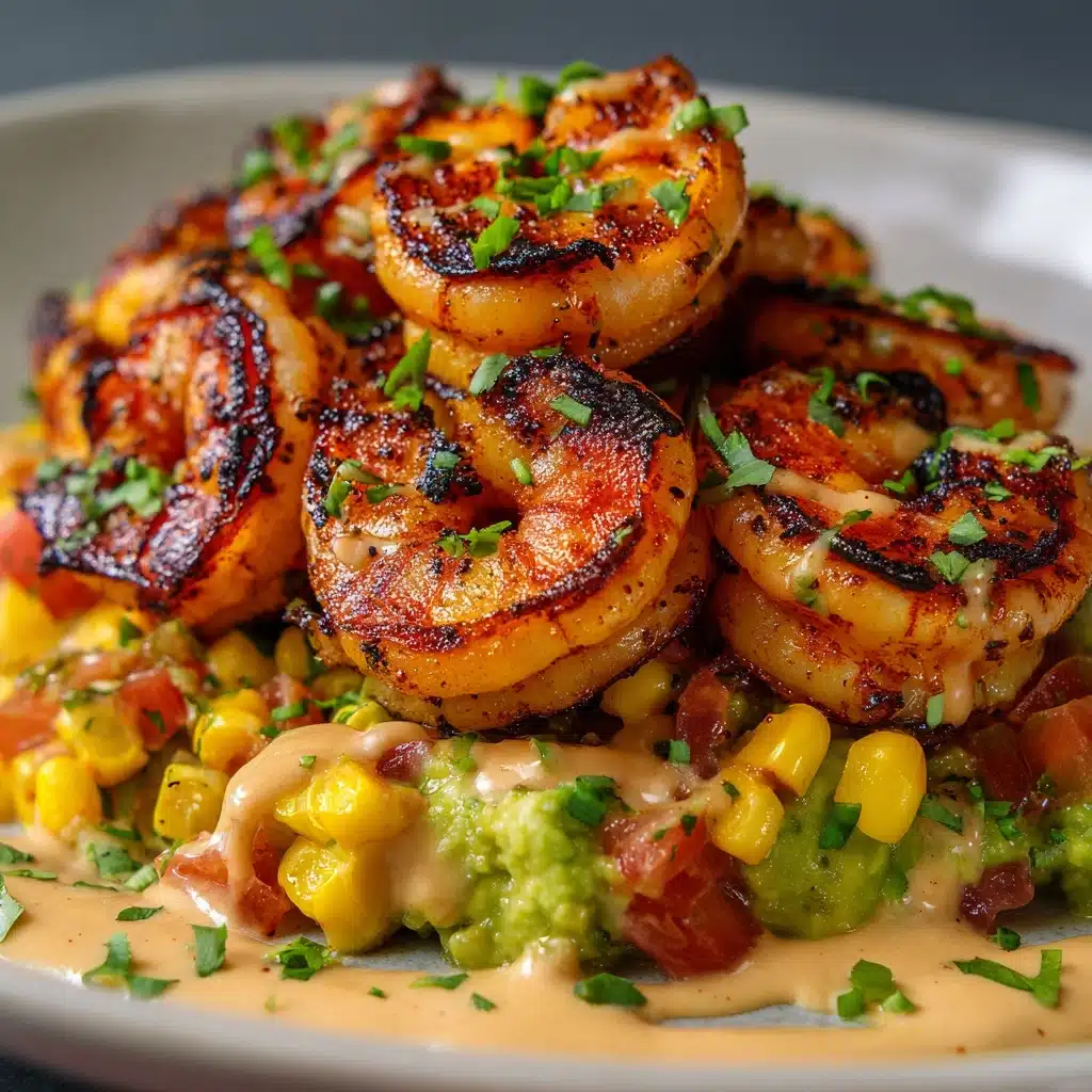 Grilled Shrimp Bowl with Avocado Corn Salsa and Creamy Sauce Recipe - Recipe Image
