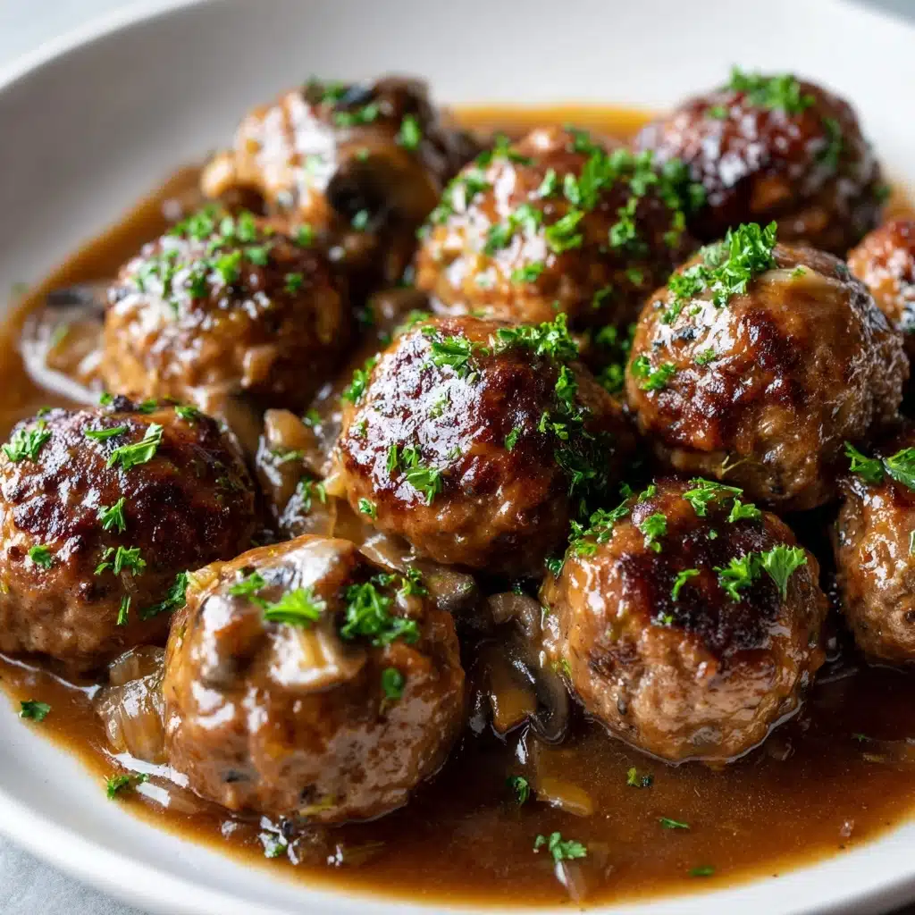Savory Beef Meatballs in Mushroom Sauce Recipe - Recipe Image