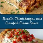 Boudin Chimichangas with Crawfish Cream Sauce Recipe